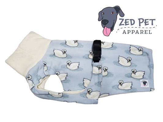 55cm Chest Plate Style Dog Coat - Swans