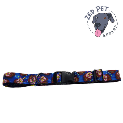 Blue dog collar with bubble o bill icecream print