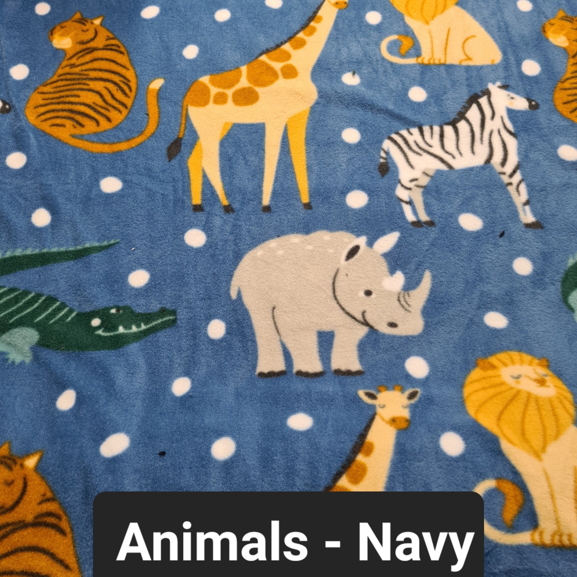 Navy polar fleece with zoo animals