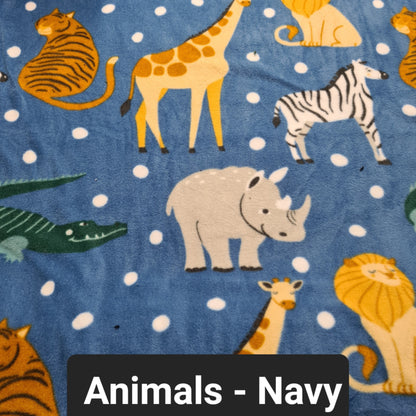 Navy polar fleece with zoo animals
