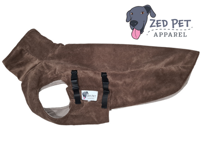 Chocolate brown dog coat jacket with turtle neck